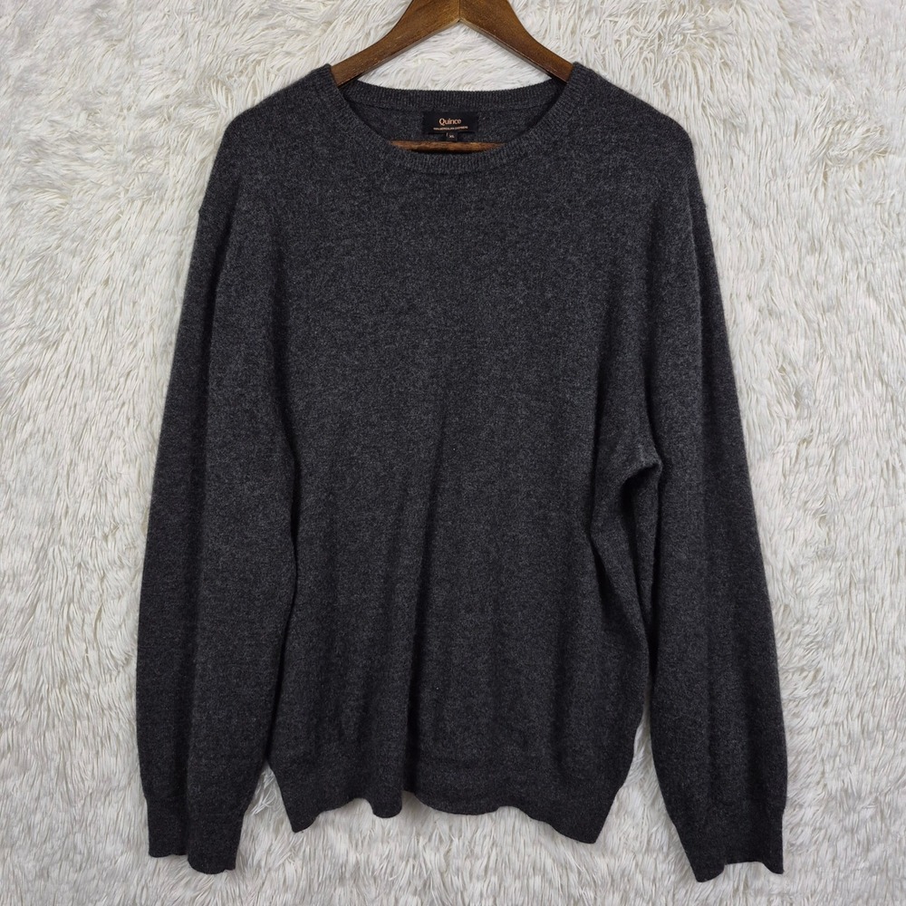 Quince Mongolian Cashmere Crewneck Sweater Mens XL Charcoal Grey Quiet Luxury